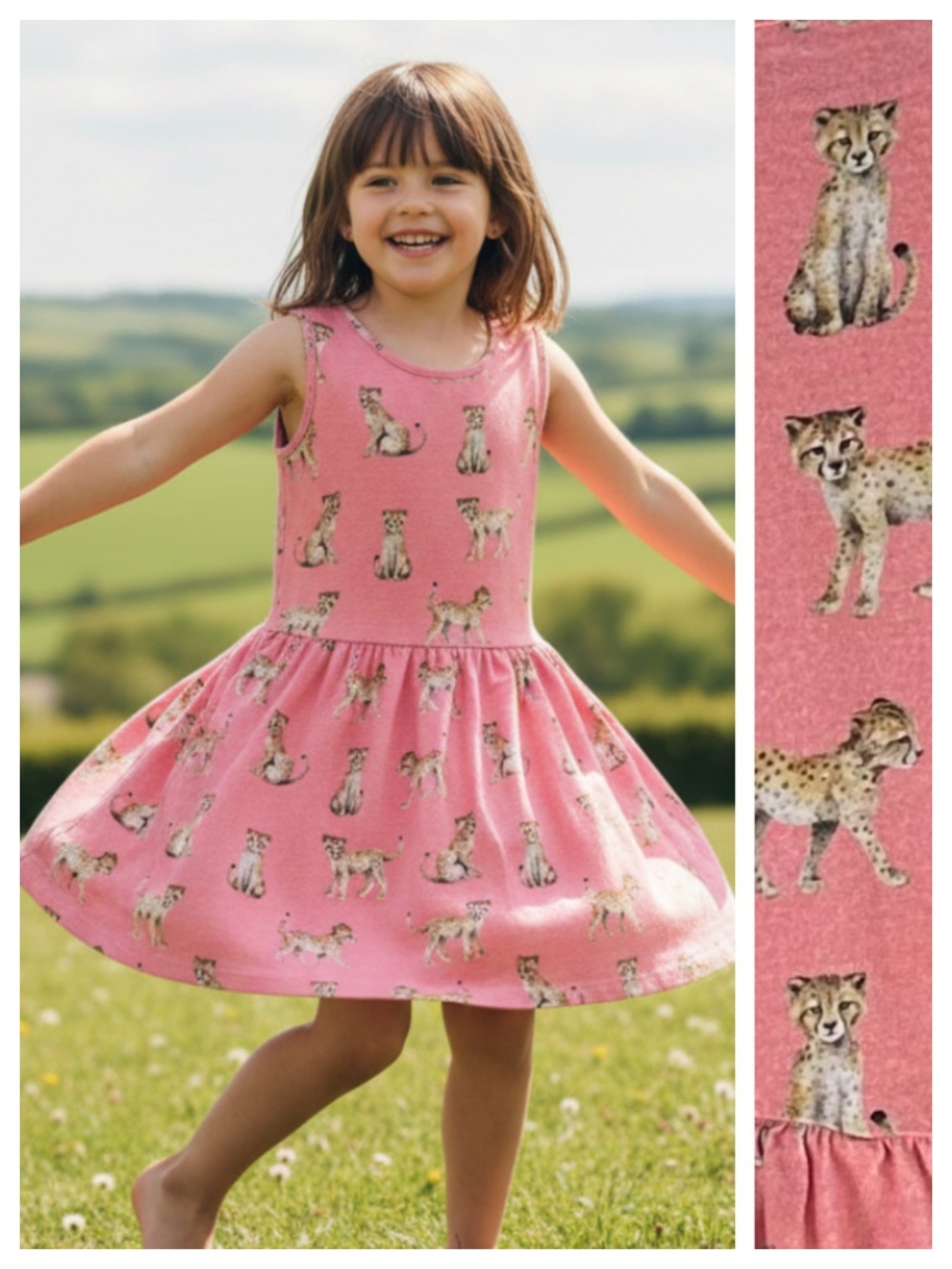 H&M x K.Kijak Tank Dress Sundress Sz 4-6 4T 5T 6T Cheetah Animal Print Pink